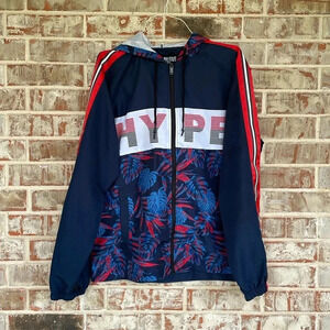 Five.By.Five Masterpiece Red, White, Blue Floral Striped Lightweight Windbreaker